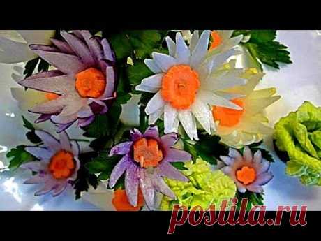 Цветы из репчатого лука. Decoration Of Vegetables - YouTube