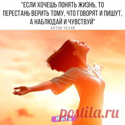 Действуйте, дышите полной грудью, чувствуйте, ничего не бойтесь! Ваша жизнь в ваших руках 🤗️
Мудрое высказывание о жизни Антона Павловича Чехова заставляет задуматься!
«Если хочешь понять жизнь, то перестань верить тому, что говорят и пишут, а наблюдай и чувствуй»
#жить #проектжить