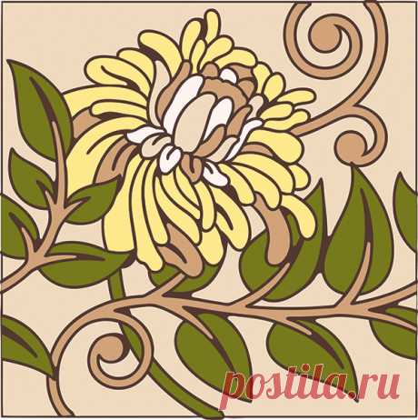 6x6 Asian Bloom Floral Decorative Art Tile - Hand N Hand Designs