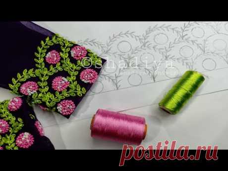 French knot hand embroidery sleeve neck design for kurti salwar blouse|hand embroidery neck pattern