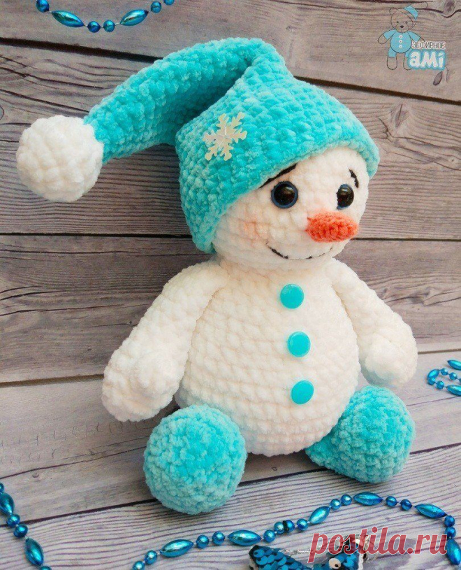 Плюшевый снеговик крючком амигуруми | AmiguRoom