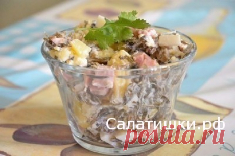 РЕЦЕПТ САЛАТА С ВАРЕНОЙ КОЛБАСОЙ С МОРСКОЙ КАПУСТОЙ | Рецепты вкусных салатов