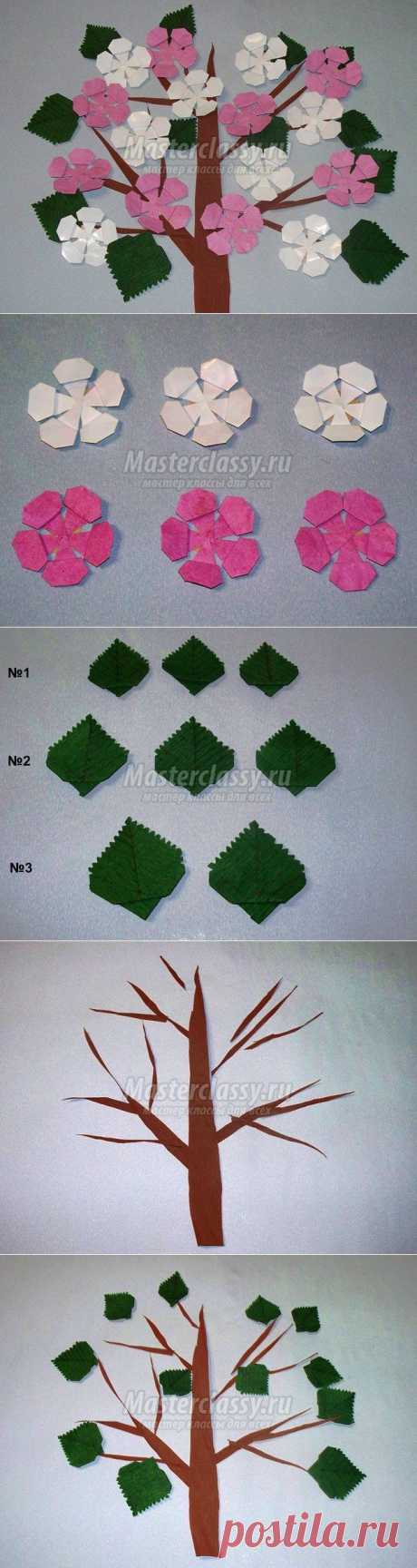 Аппликация оригами. Цветущее дерево.