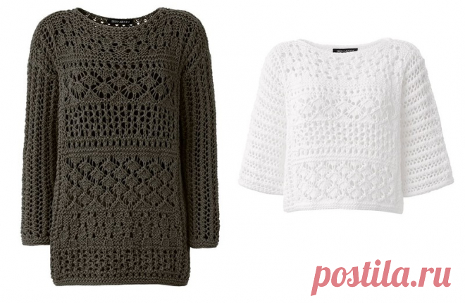Дизайнерские пуловеры Elektra и Evita от Iris von Armin спицами со схемами.