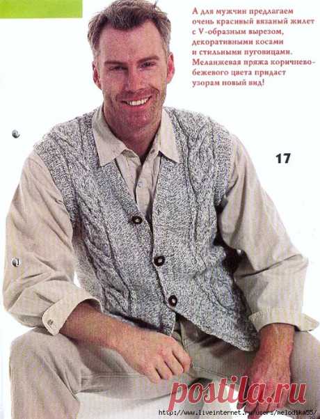 Спицы.Мужской жилет.