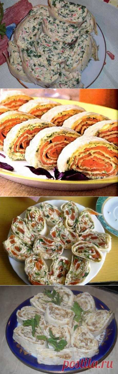 Рулеты вкусные из лаваша с начинкой