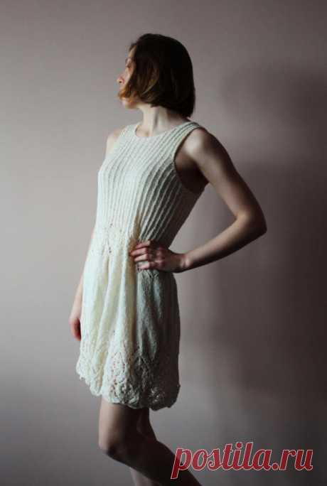 FREE SHIPPING, knit dress, hand knitted dress, white dress, Knitted dress of milky color,  Ladies dress, Summer dress, Elegant dress Knitted dress of milky color, from viscose yarn. Crochet dress can be worn for casual days as well as for holidays and special dates. The size: Around Bust: 90 cm. (35 ) Around Hips 95 cm. (37 ) Total length 85 cm. (33,5) Growth of the model 170 cm. (67) (size S/M)  It is ready for