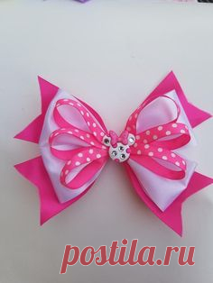 Pink and White Minnie Mouse Hair Bow