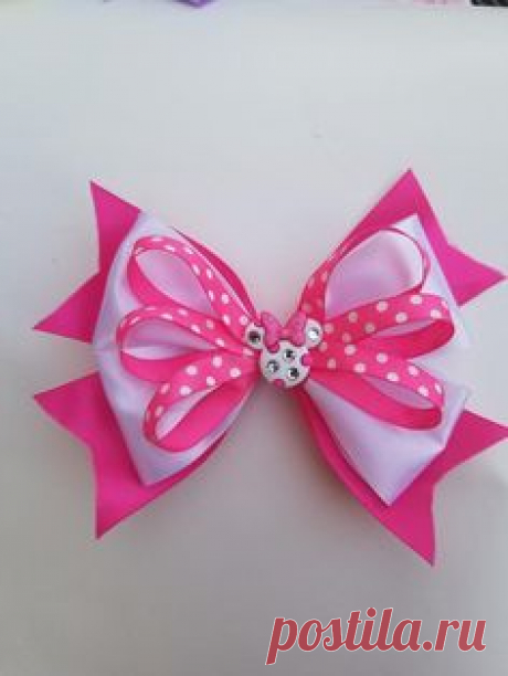 Pink and White Minnie Mouse Hair Bow