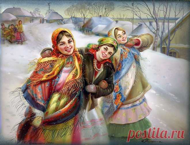 Федоскинская лаковая миниатюра со стихами Ларисы Кузьминской | Грядет декабрь и праздника дыханье, И белый пух снежинок на плечах....