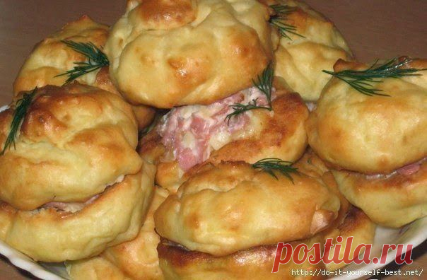 Шустрый повар.: Картофельные профитроли с сырно-ветчинной начинкой