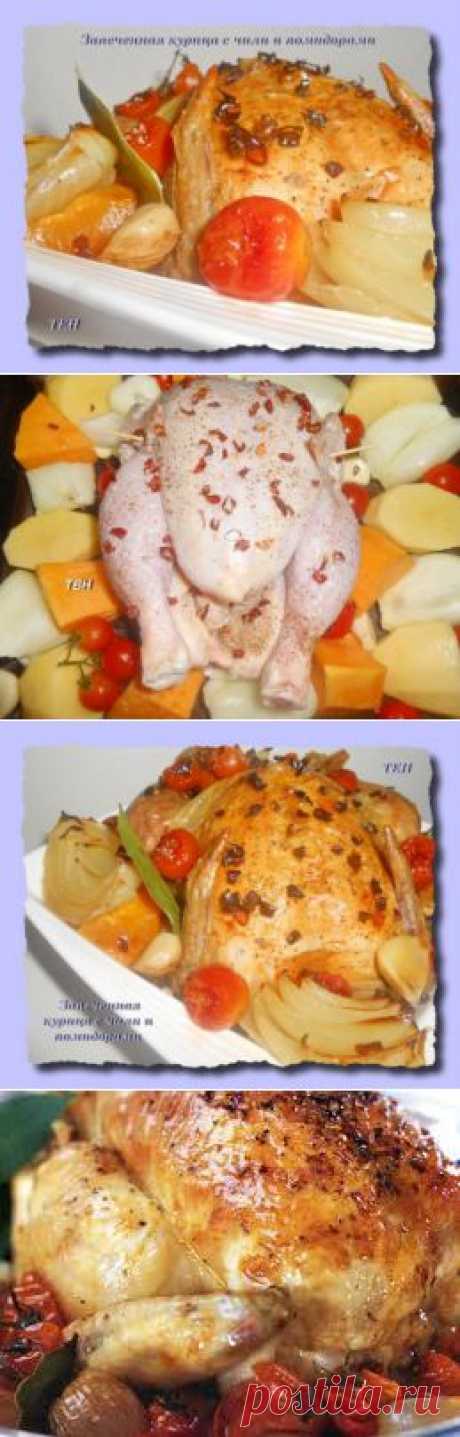 Запеченная курица с чили и помидорами |
