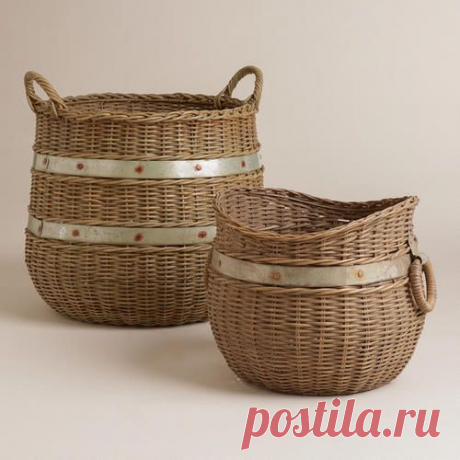 Calley Rattan and Metal Baskets