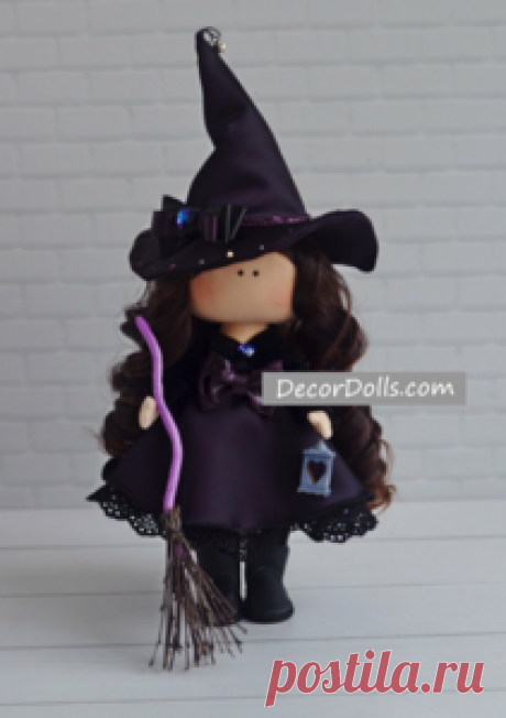 Witch Rag Doll, Halloween Art Doll, Soft Cloth Doll, Fabric Rag Doll b – Decor Dolls
