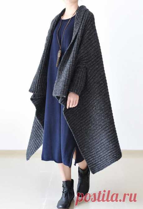 Dark gray sweater coat large size clothes funny sweater