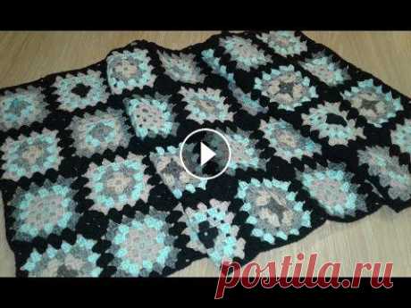 Кардиган из квадратных мотивов. Часть 2. Соединение мотивов в полотно.  Knitting women's cardigan. Кардиган из остатков пряжи. Размер 48-50 Крючок №3, пряжа толщиной примерно 400м/100гр Расход пряжи 400 гр черного цвета, 350 гр цветной пряжи Кардига...
