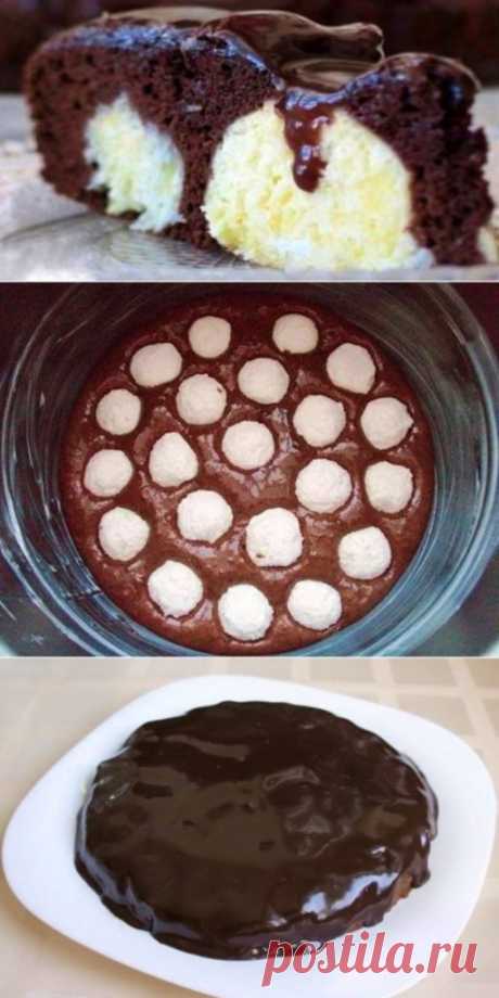 Как приготовить шоколадный пирог с творожными шариками внутри