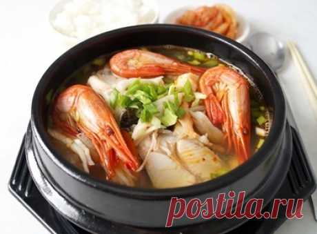 Хемультан ( Корейский острый суп из палтуса и морепродуктов) — Вкусный остров