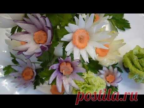 Цветы из репчатого лука. Decoration Of Vegetables - YouTube