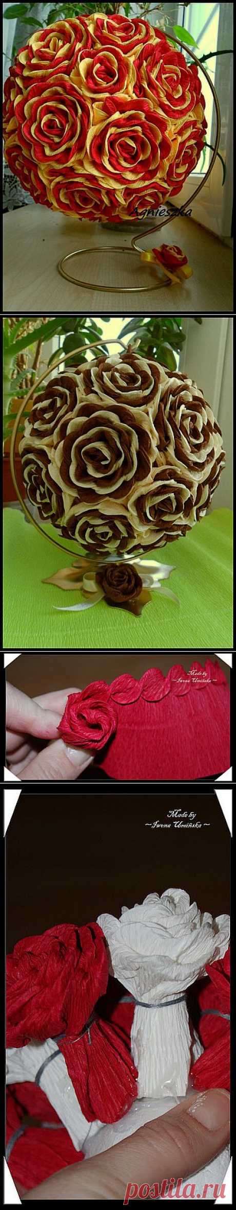 Крученные розы из гофрированной бумаги МК + Фото для вдохновения.