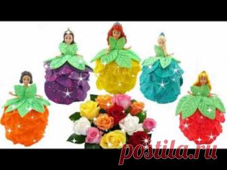 Disney Princess Play Doh Sparkle Rose Dresses for Frozen Elsa & Ariel , Cinderella , Aurora