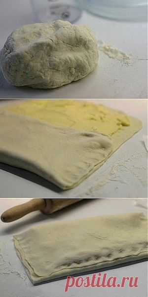 Слоеное тесто рецепт с фото.  Магазинное слоеное тесто делают с маргарином, а Вы попробуйте сами сделать слоеное тесто, но обязательно со сливочным маслом.