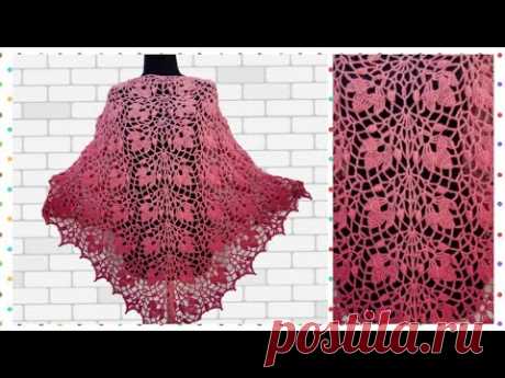 🌿ПОТРЯСАЮЩЕ КРАСИВАЯ🔥 ШАЛЬ КРЮЧКОМ 🍁ЛИСТОЧКИ/crochet shawl