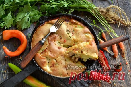 Заливной пирог с мясом и картошкой в духовке, пошаговый рецепт с фото