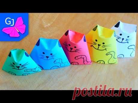 Оригами Кот Матрешка из бумаги