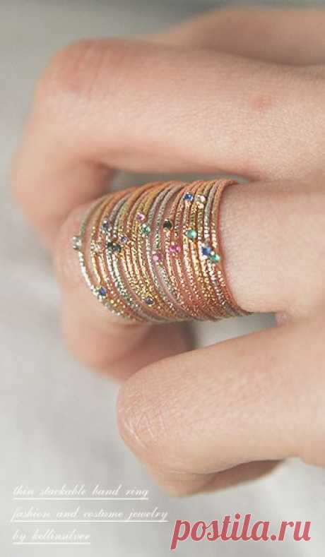 (49) Pinterest - Color Stone Textured Tin Rings Gold Set of 6 - kellinsilver.com | Shop