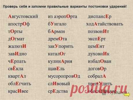 Пригодится*(())
Сохраните у себя на стене. 
1. Сколько можно сомневаться "приДТи" или "приЙТи"? Запомните раз и навсегда, правильно - "приЙТи". 
2. Заказали "экспрессо"? Чтобы быстрее приготовили? Кофе называется "ЭСПРЕССО"! 
3. Как правильно: "ПОБЕДЮ" или "ПОБЕЖДУ"? Никак! У глагола "победить" нет формы 1-го лица ед. числа в будущем времени. "Одержу победу", "сумею победить" вполне себе заменяют эту форму. 
4. Повторяем! Не существует слов "вообщем" и "вобщем"! Есть слова "ВООБЩЕ" и "В ОБЩЕМ".