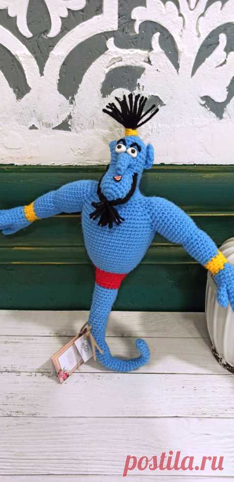 PDF Джинн крючком. FREE crochet pattern; Аmigurumi doll patterns. Амигуруми схемы и описания на русском. Вязаные игрушки и поделки своими руками #amimore - Джинн, Аладдин, Дисней, кукла, Genie, Aladdin, Disney.