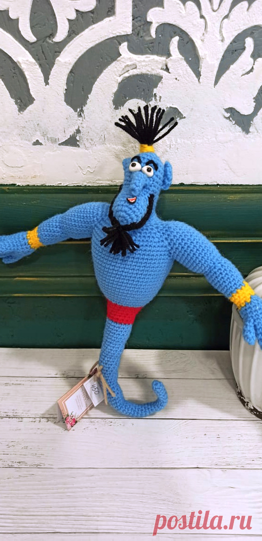 PDF Джинн крючком. FREE crochet pattern; Аmigurumi doll patterns. Амигуруми схемы и описания на русском. Вязаные игрушки и поделки своими руками #amimore - Джинн, Аладдин, Дисней, кукла, Genie, Aladdin, Disney.