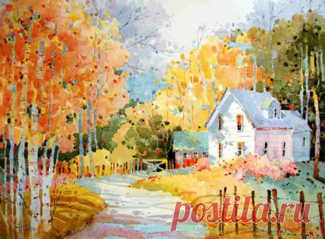 juliet540z - :) Played 100-399 times - 1 Country life farm house art landscape watercolor painting joyc