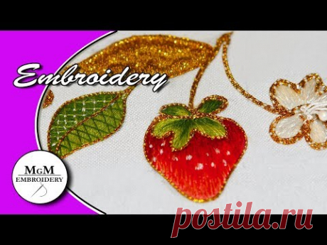 Embroidery: Strawberry 🍓 || Вышивка гладью : КЛУБНИКА  🍓