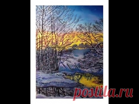 Яркий и красивый зимний пейзаж гуашью шаг за шагом/ Winter landscape gouache step by step - YouTube