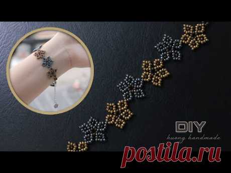 Beaded bracelet with seed beads tutorial. Jewelry making