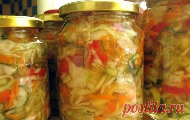 Закатки на зиму в Instagram: «Рецепт вкусного, хрустящего овощного салата на зиму. Ингредиенты: 1 кг. - капусты 1 кг. - помидор 1 кг. - огурчиков 1 кг. - сладкого…»