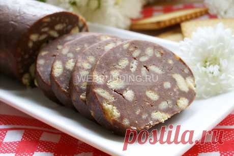 Шоколадная колбаска из печенья и какао | Webpudding.ru