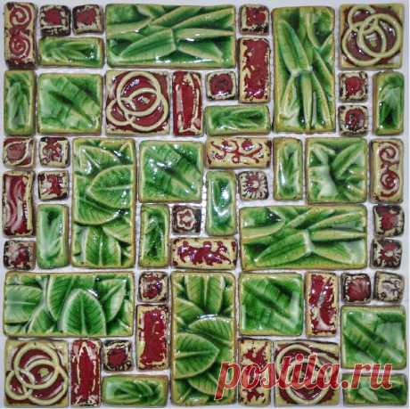 Hand Craft porcelain tiles backsplash PCMT062 red mix green ceramic mosaic tiles bathroom wall tiles [PCMT062] - $25.29 : MyBuildingShop.com