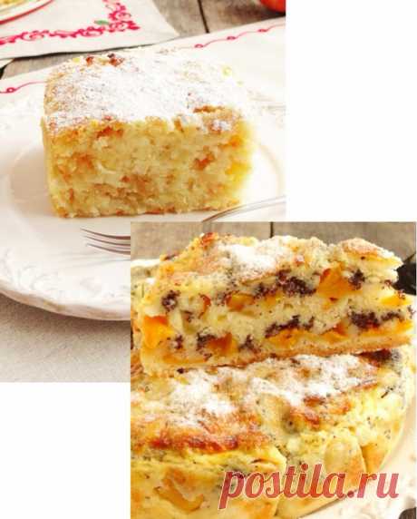 Сочный фруктово-манный пирог с заливкой