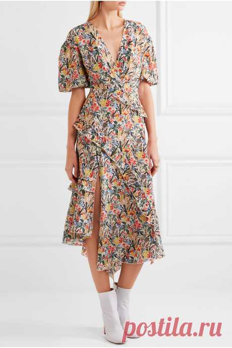 Topshop Unique | Aster ruffled floral-print silk crepe de chine midi dress | NET-A-PORTER.COM