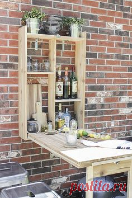To add additional seating, storage, and a prep-station for drinks or barbecuing, this tutorial shows how to build a wall-mounted cedar outdoor fold-down bar.