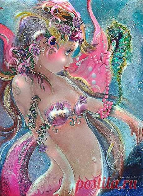Pink Ribbon Mermaid by Robin Pushe'e *~^ | mermaid
