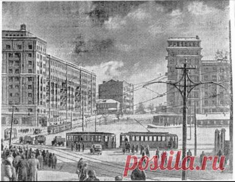 У Преображенской площади. Вид от Яузы.
"Вечерняя Москва" 14 марта 1947 год .