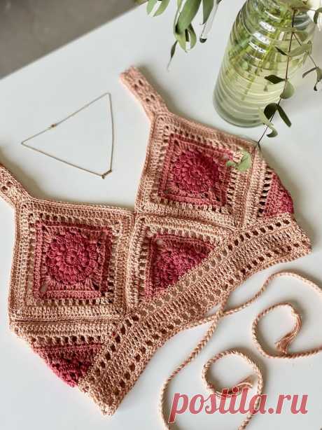 Crochet Top PATTERN Sunburst Mosaic Bralette Pattern | Etsy Россия