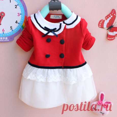 Wholesale Autumn Spring Baby Girl Clothing Long Sleeve Buttons Dresses Top Quality Newborn Baby Wear Toddler Girl Dress online direct from China Factory - Factory Price Free Shipping.