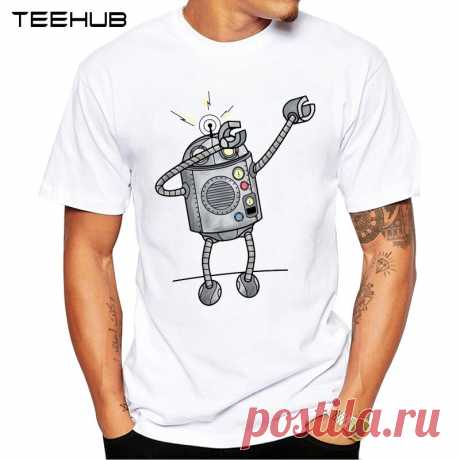 Novedad 2019 TEEHUB Cool hombres moda Dabbing robot diseño Camiseta de manga corta Camisetas cuello redondo Hipster-in Camisetas from Ropa de hombre on AliExpress