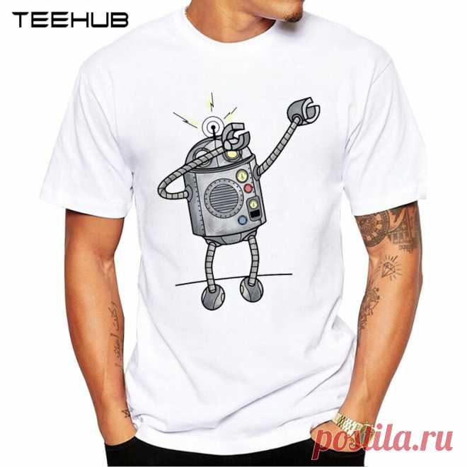 Novedad 2019 TEEHUB Cool hombres moda Dabbing robot diseño Camiseta de manga corta Camisetas cuello redondo Hipster-in Camisetas from Ropa de hombre on AliExpress