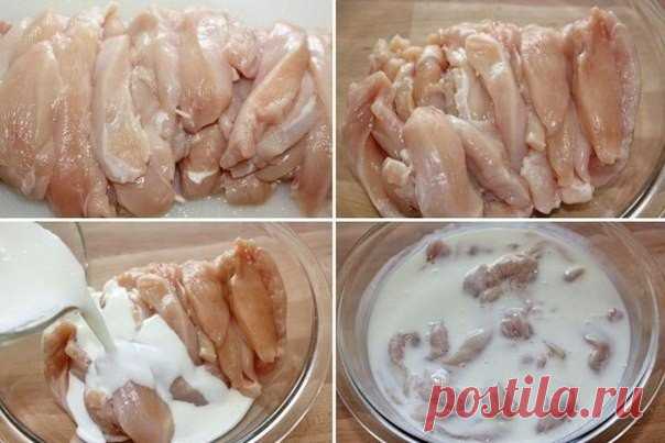 Лучшие кулинарные рецепты: Тушеная куриная грудка в кефире